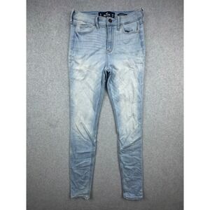 Hollister High Rise Super Skinny Jeans Light Wash Blue W26 L32 Stretch Denim
